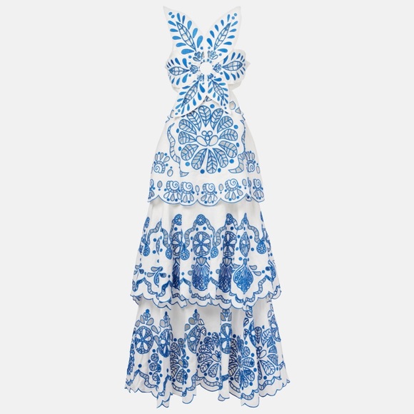 FARM Rio Dresses & Skirts - Farm Rio Broderie anglaise tiered cotton maxi dress
